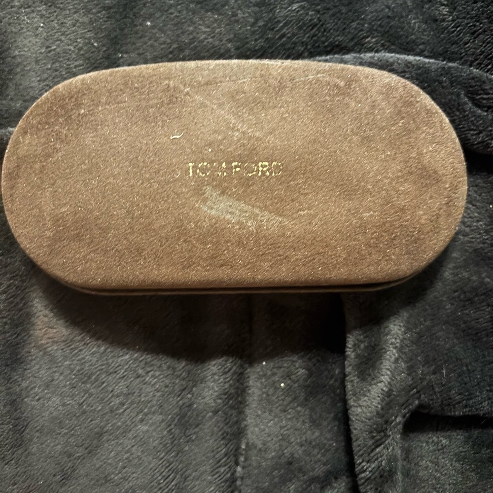 Tom Ford Brown Suede Eyewear Case with Gold Logo